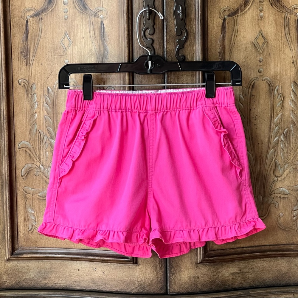 J.Crew Crewcuts Girls Pink Ruffle Shorts Elastic Waist Pockets Sz 12 NWOT